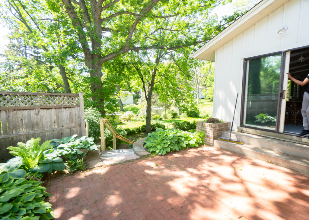Patio and landscaped yard
